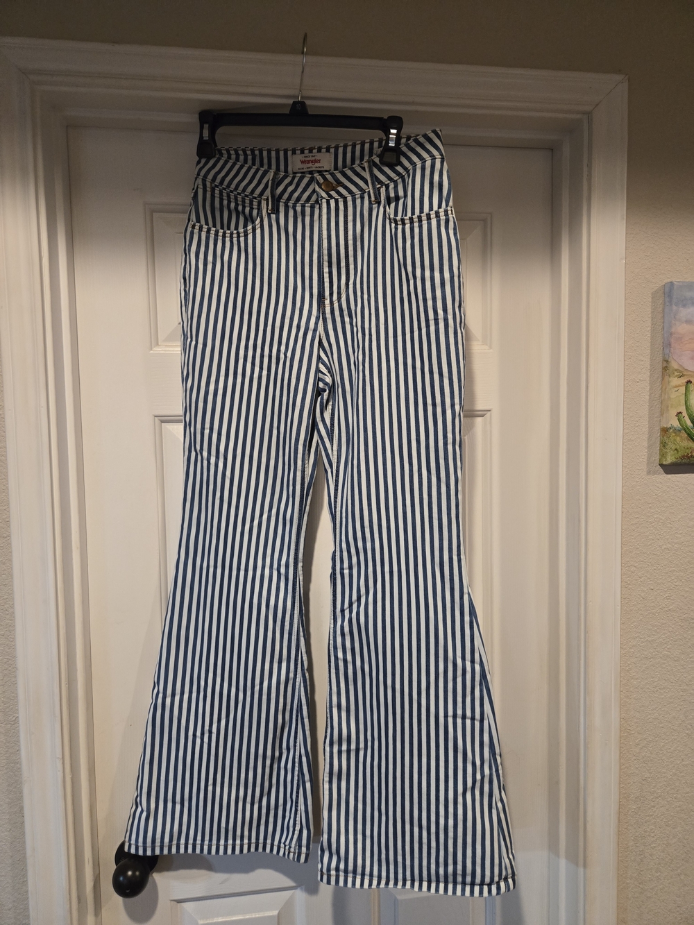 Striped Blue and White Flare Jeans - Women